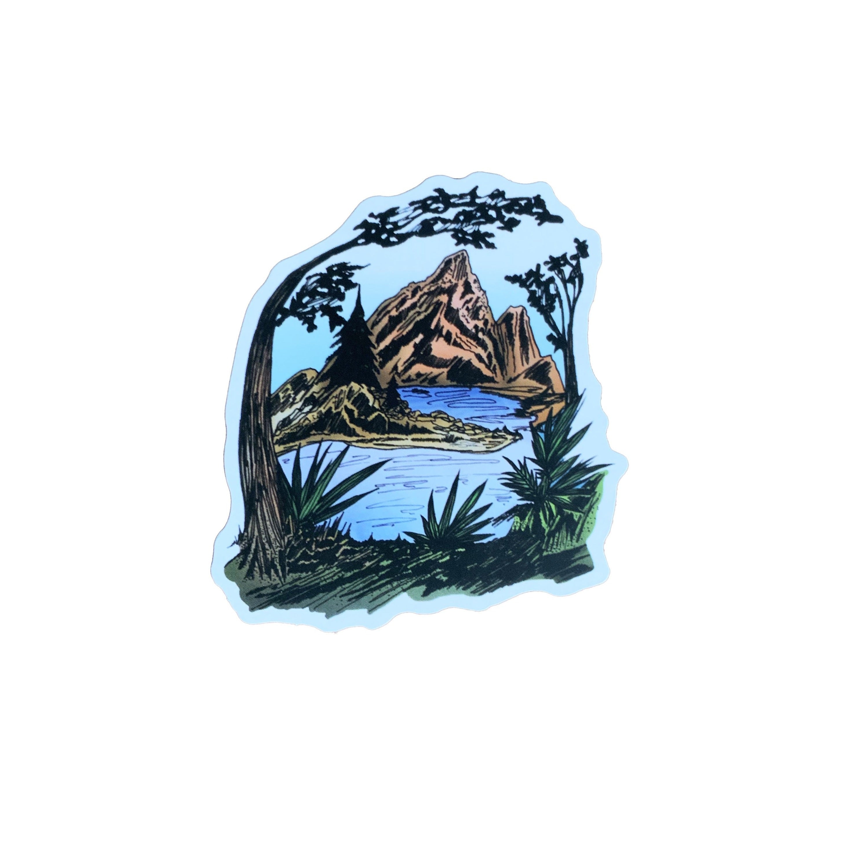 Secluded Island Sticker, sticker, Pacific Rayne, Defiance Outdoor Gear Co.