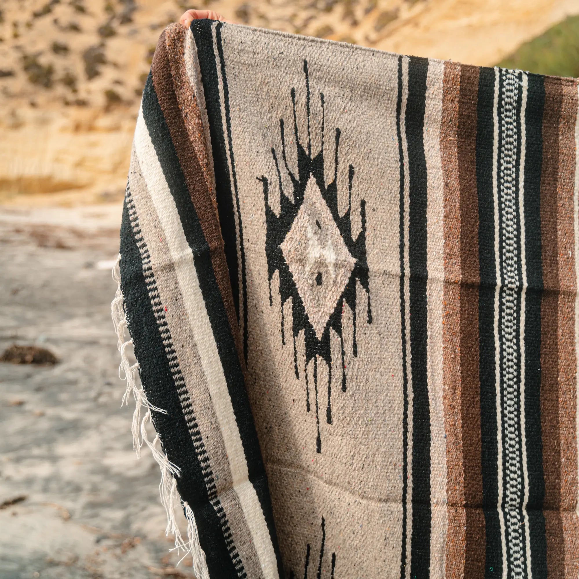 West Path | Brown Diamond 100% Wool Mexican Blanket
