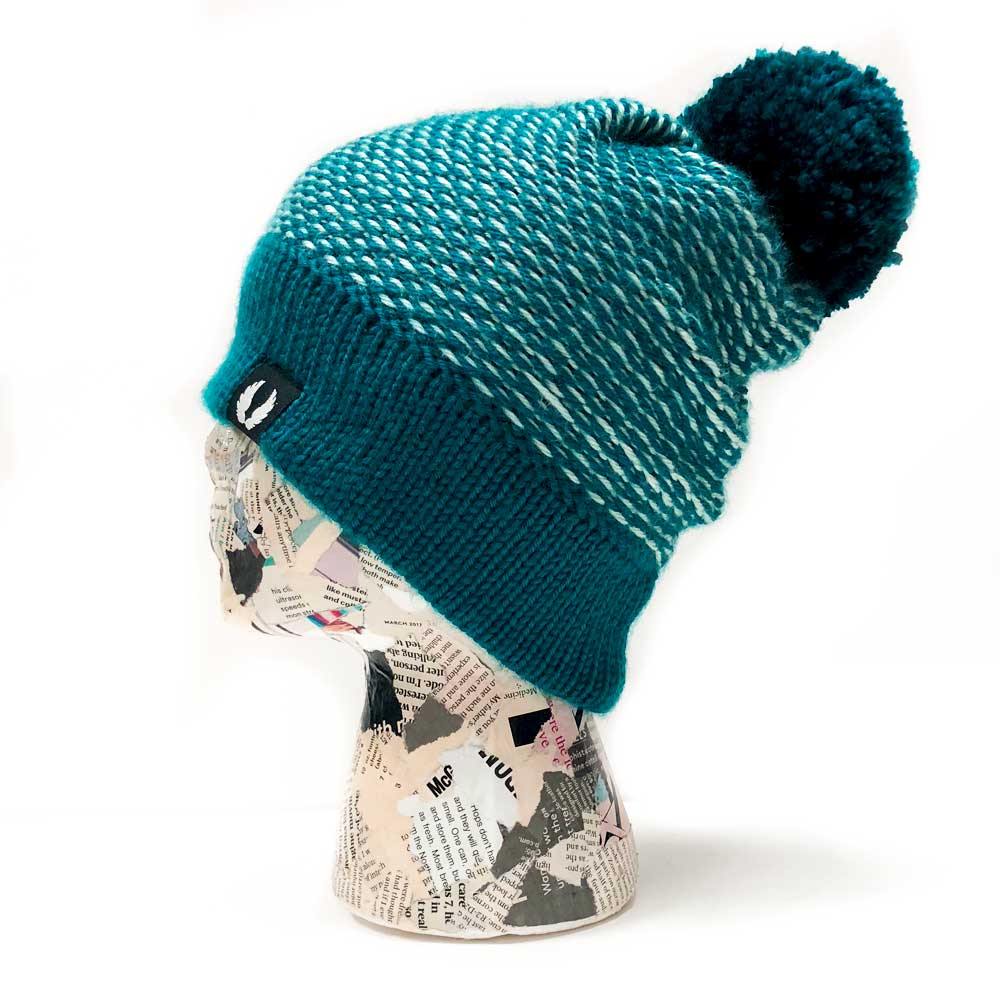 Akins |  Winter Knit Pom Beanie Hat - Turquoise Blizzard, Beanie, Akinz, Defiance Outdoor Gear Co.