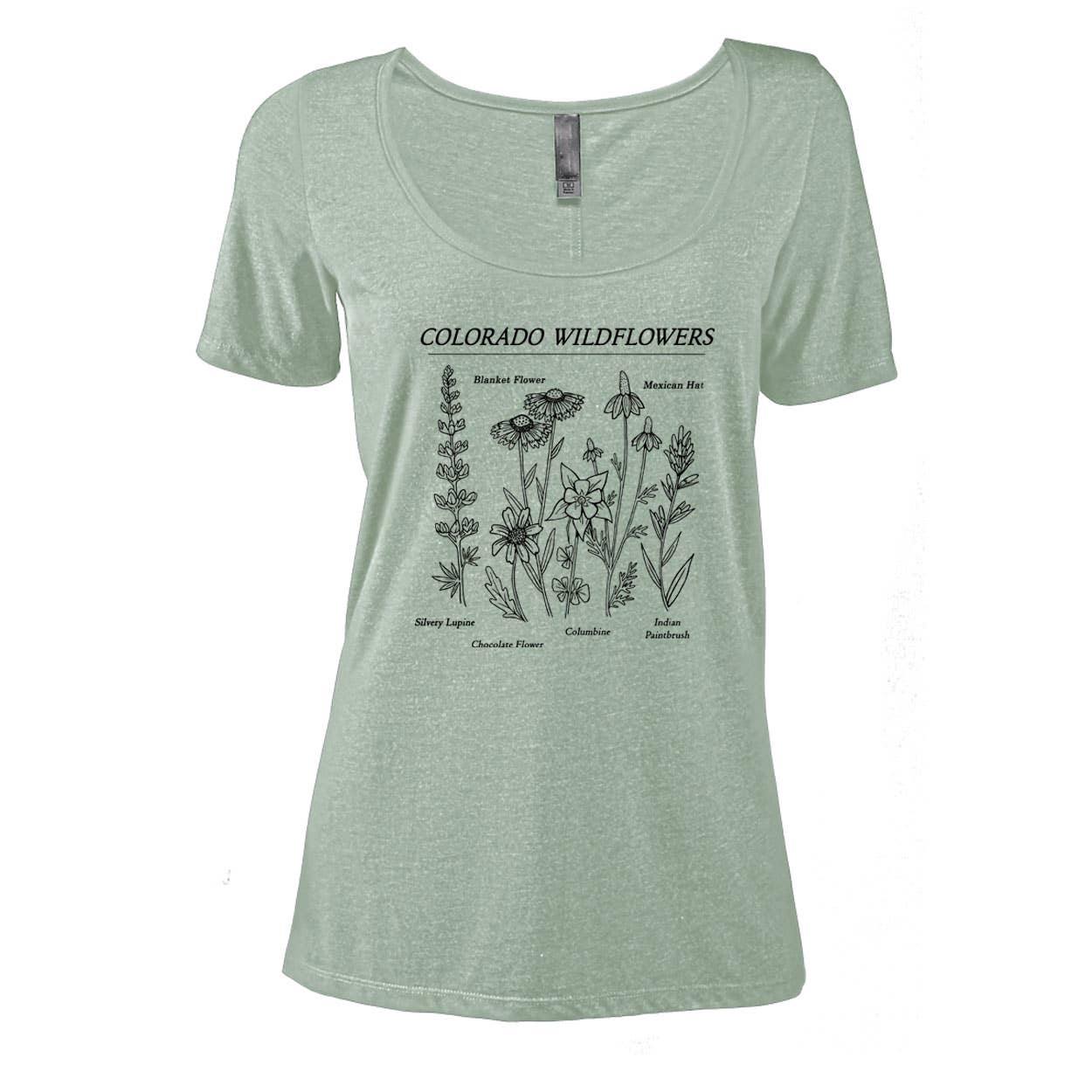 Akinz | Colorado Wildflowers Fitted Women's T-Shirt - Turquoise, T-Shirts, Akinz, Defiance Outdoor Gear Co.