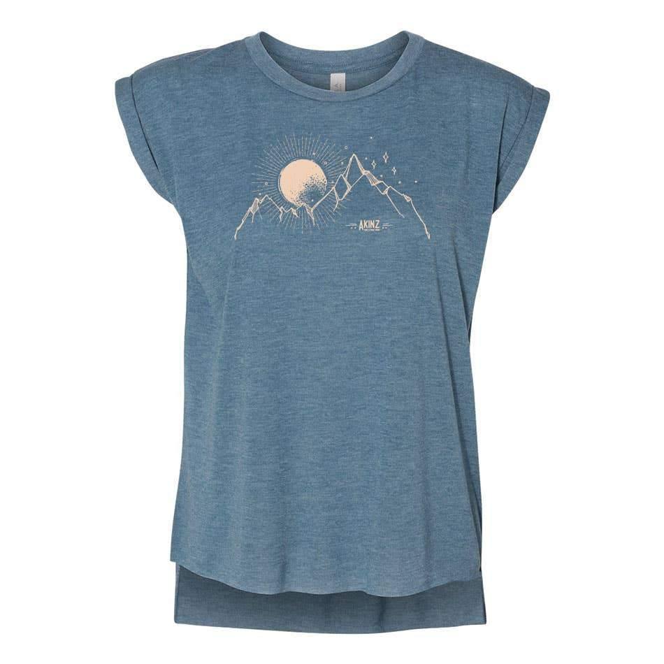 Akinz | Dawn Rising Rolled Sleeve Top Womens T-Shirt - Blue, T-Shirts, Akinz, Defiance Outdoor Gear Co.