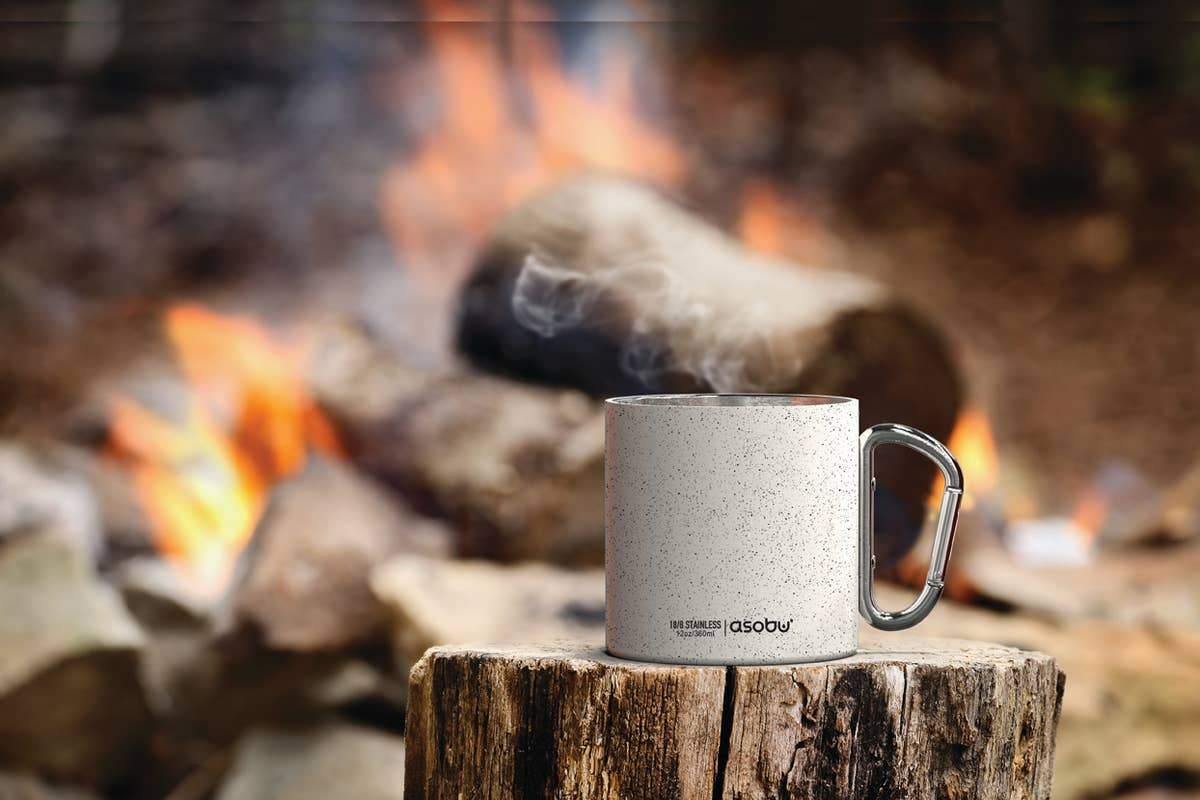 Asobu | Campfire Coffee Mug With Carabiner Clip Handle Double Walled Insulated - Charcoal Black, Mugs, asobu, Defiance Outdoor Gear Co.