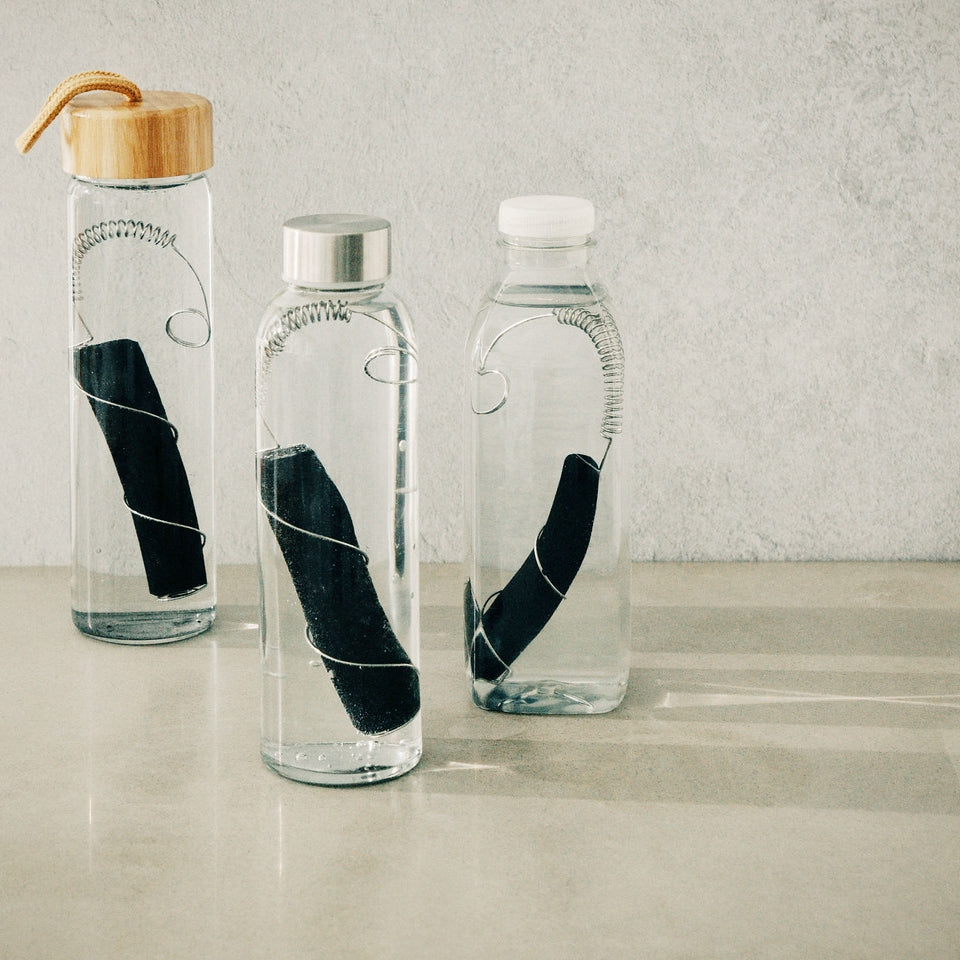 Black+Blum, Glass Water Bottle, Black and Blum