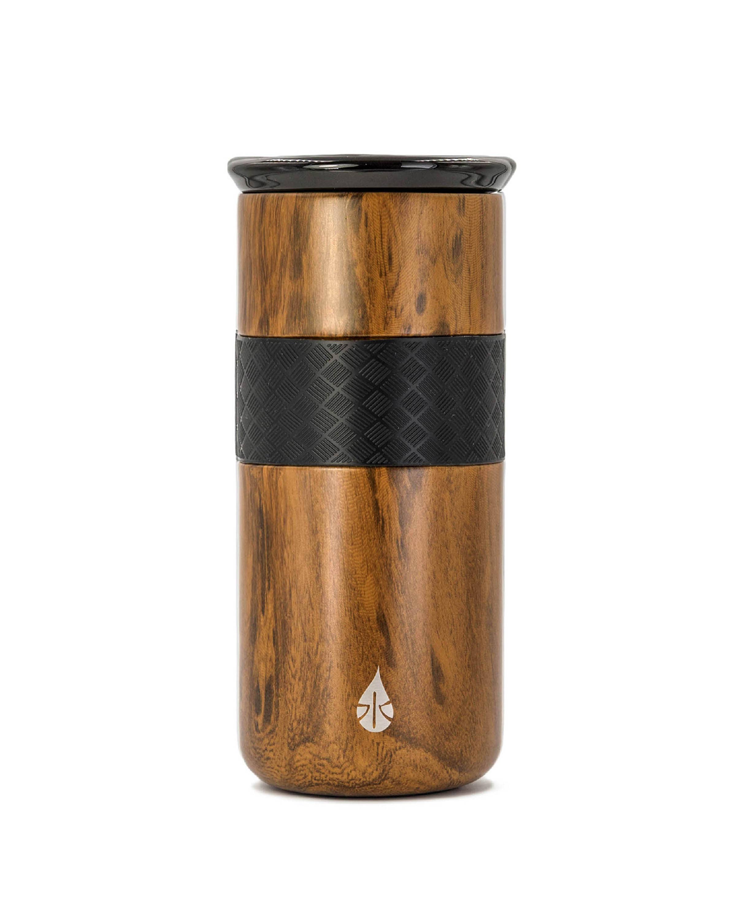 Elemental | Teak Wood Travel Mug Tumbler with Ceramic Lid Stainless Steel Insulated - 16 Oz, Mugs, Elemental, Defiance Outdoor Gear Co.