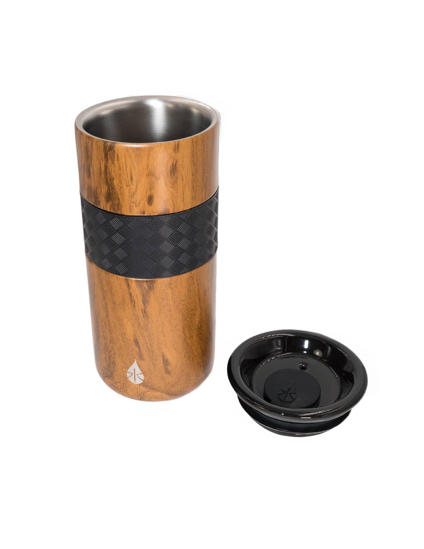 Elemental | Teak Wood Travel Mug Tumbler with Ceramic Lid Stainless Steel Insulated - 16 Oz, Mugs, Elemental, Defiance Outdoor Gear Co.