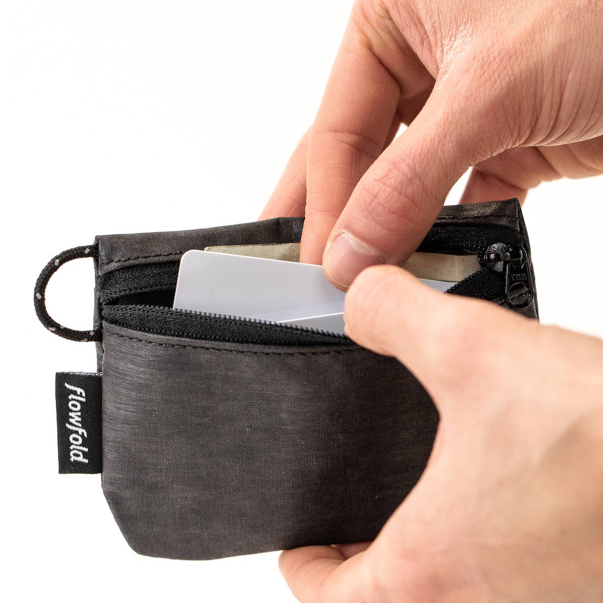 Flowfold Essentialist Zippered Mini Pouch Wallet, EcoPak: Recycled Blue