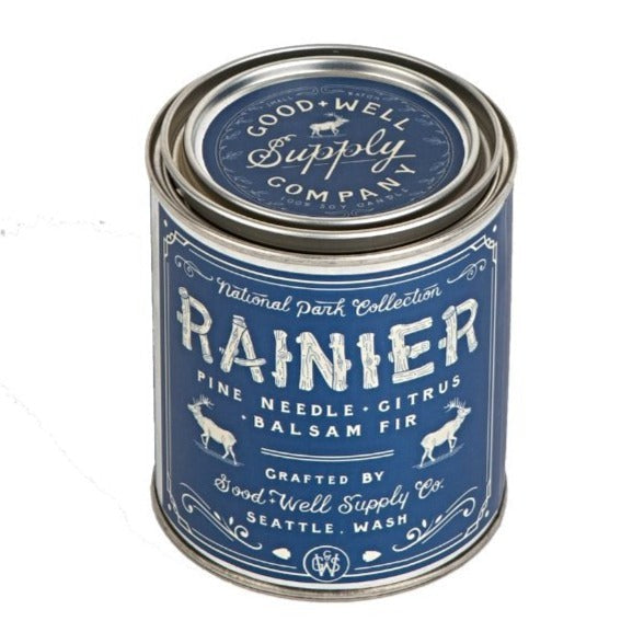 Rainier Candle - Balsam Fir, Pine Needle & Citrus 1/2 Pint, Candles, Good & Well Supply Co., Defiance Outdoor Gear Co.