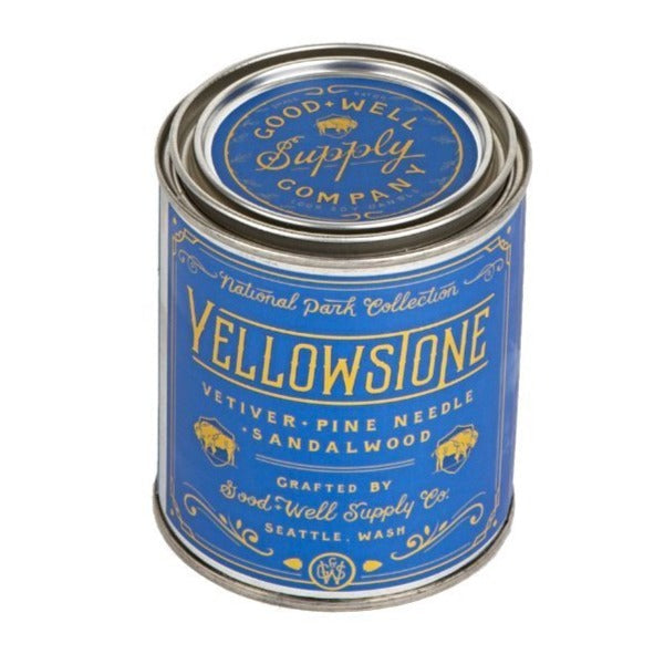 Yellowstone Candle - Vetiver, Pine Needle & Sandalwood 1/2 Pint With Wooden Wick, Candles, Good & Well Supply Co., Defiance Outdoor Gear Co.
