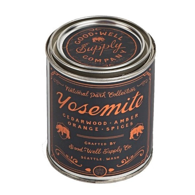 Yosemite Candle - Cedarwood, Amber, Orange & Spice 1/2 Pint With Wooden Wick, Candles, Good & Well Supply Co., Defiance Outdoor Gear Co.
