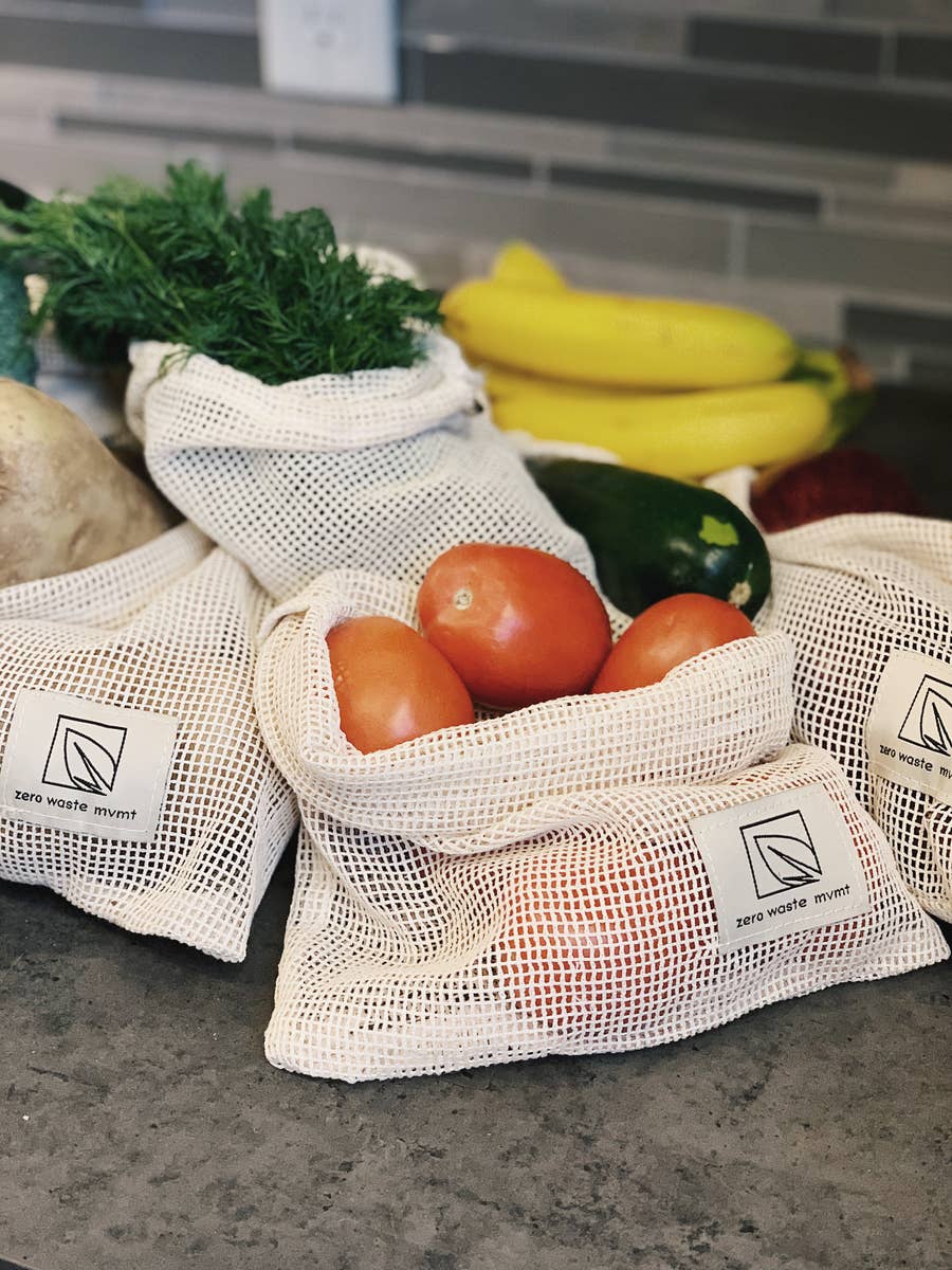 Zero Waste MVMT |  Organic Mesh Reusable Produce Bags Set For Grocery Shopping - Six Pack, produce bags, Zero Waste MVMT, Defiance Outdoor Gear Co.