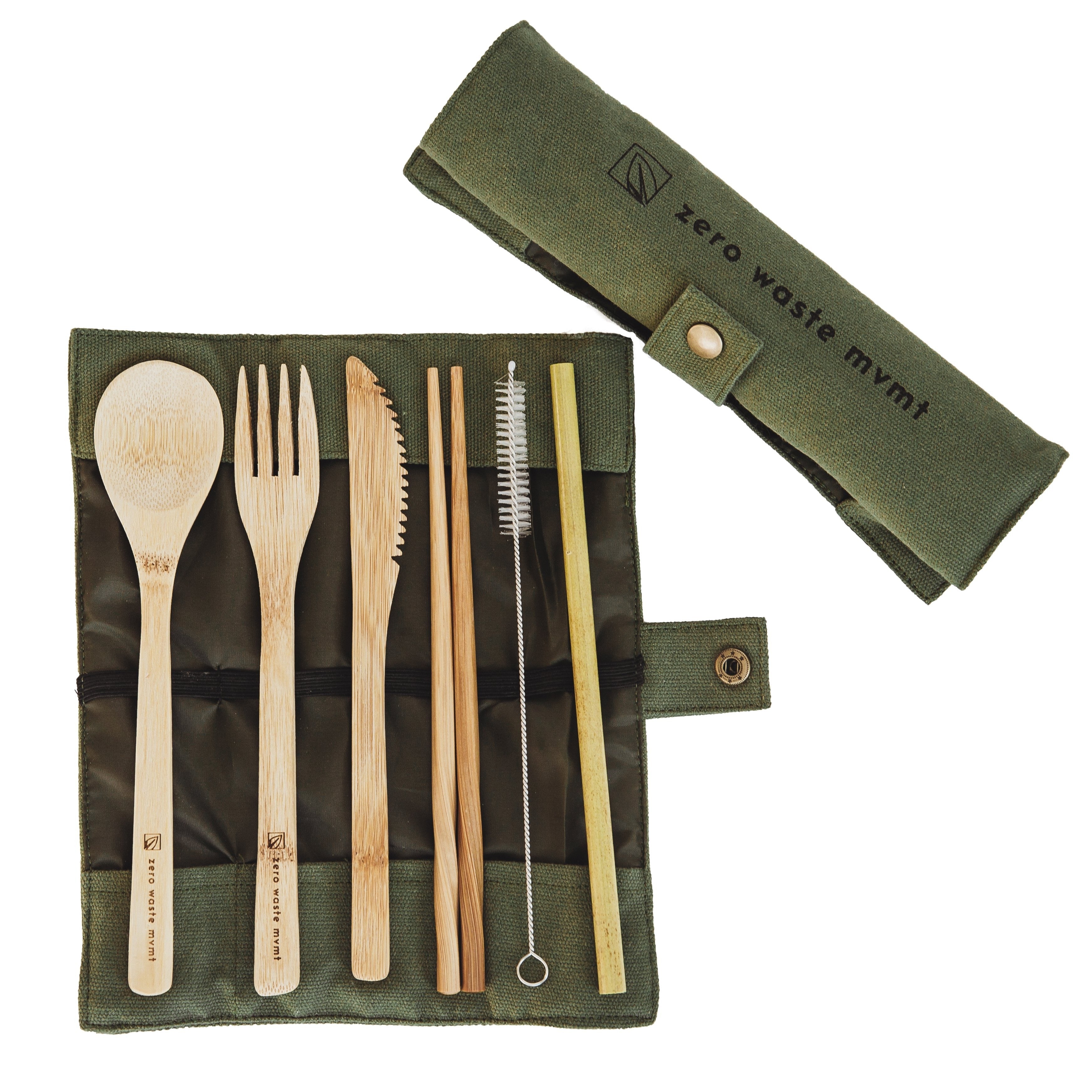 Zero Waste MVMT | Travel Bamboo Utensil Set With Spoon, Fork, Knife, Chopsticks, Straw, & Cleaning Brush, Camping Cookware, Wowe, Defiance Outdoor Gear Co.